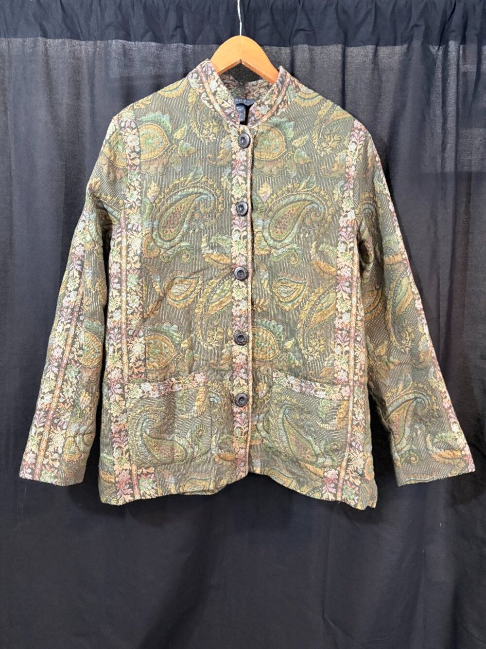 Vintage Koret Earth-Tone Paisley Tapestry Jacket - Women's XL